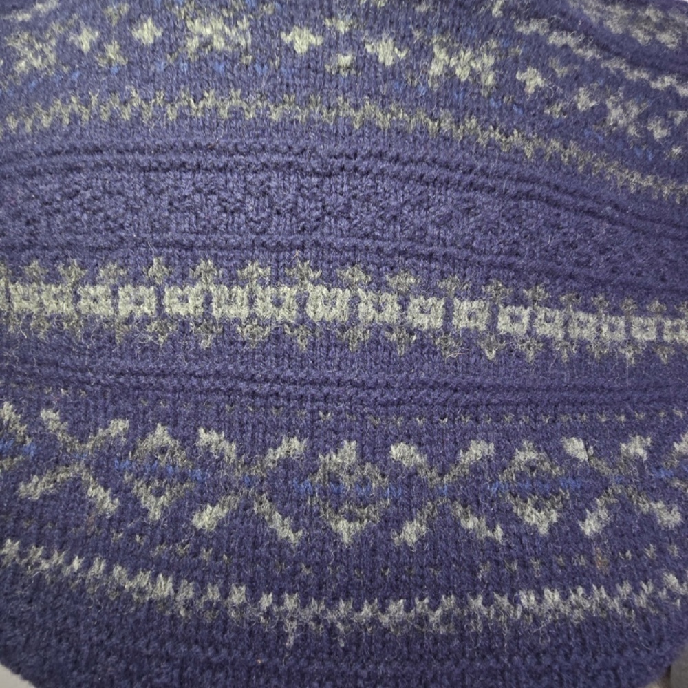 Vintage Polo Ralph Lauren XL Blue Fair Isle Lambswool Hand Knit Pullover Sweater - Picture 5 of 8